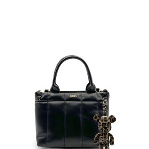 LE PANDORINE – borsa da donna a mano nera Happy Bear bag mini Leopard