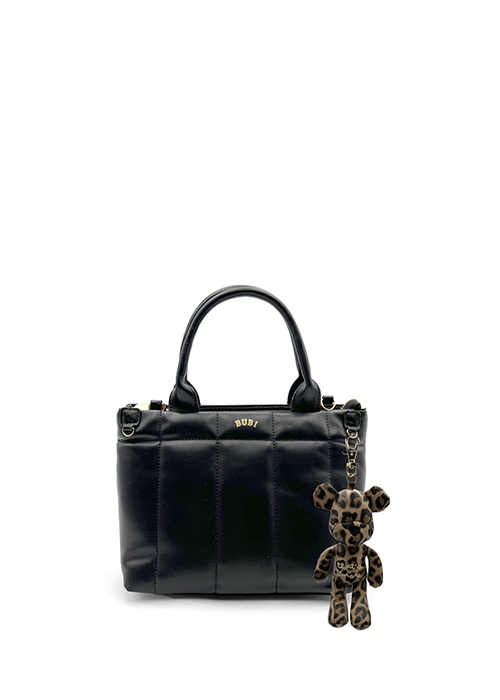 LE PANDORINE – borsa da donna a mano nera Happy Bear bag mini Leopard