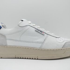 PLAY ONE SCARPA UOMO SNEAKERS PELLE BIANCA+azzurro DUBAI