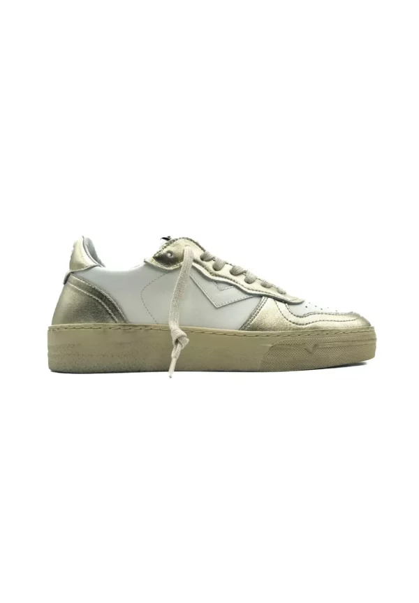 4B12 - SCARPA DA DONNA PELLE BIANCA E LAMINATA ORO HYPER-D832