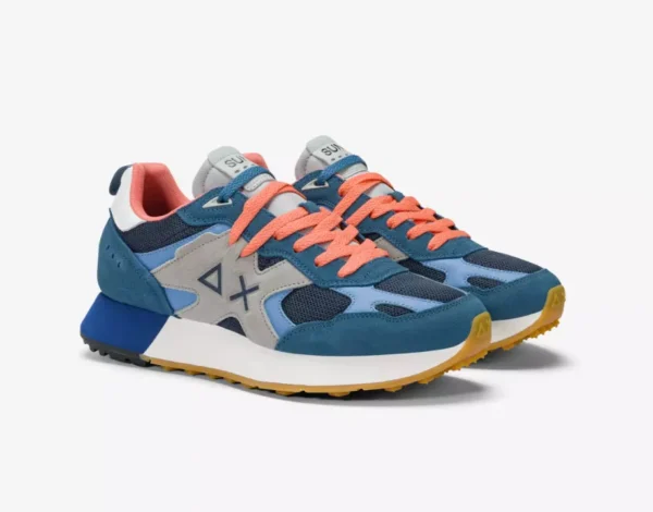 SUN 68 - SCARPA DA UOMO TESSUTO E CAMOSCIO Z35115 1 BLU+CORALLO JAKI OUTDOOR