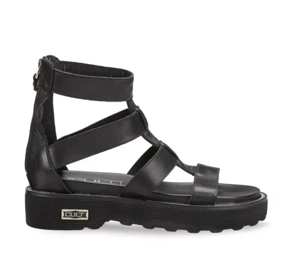 CULT SANDALO DONNA A FASCE IN PELLE NERA ZIGGY 3290 BLACK