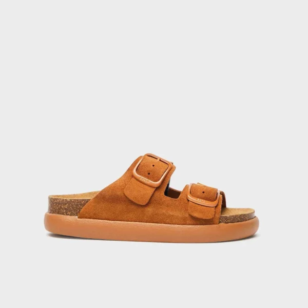 SCHOLL CIABATTA DONNA CON DUE FASCE NOELLE CHUNKY CUOIO - COGNAC - immagine 2