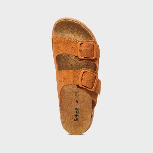 SCHOLL CIABATTA DONNA CON DUE FASCE NOELLE CHUNKY CUOIO - COGNAC - immagine 4