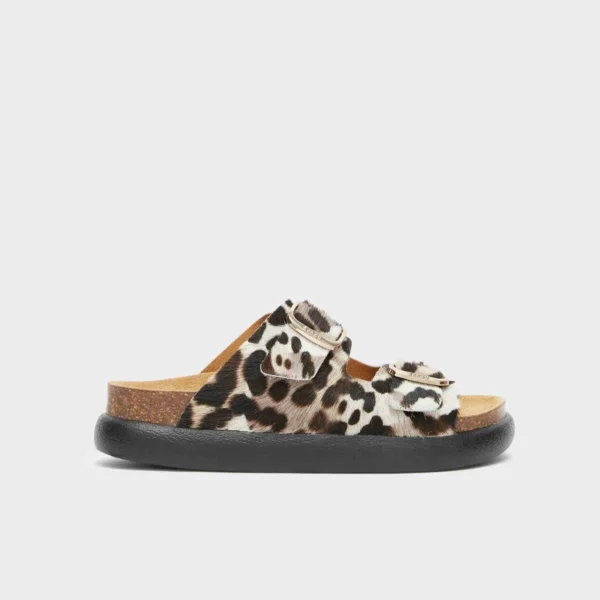 SCHOLL CIABATTA DONNA CON DUE FASCE CAVALLINO MACULATO NOELLE CHUNKY