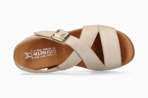 MEPHISTO - SANDALO DONNA CON ZEPPA IN PELLE LAMINATA PLATINUM - immagine 4