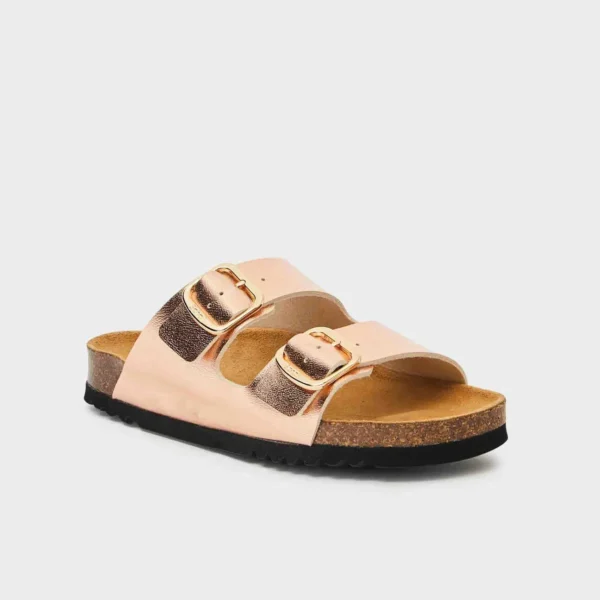 SCHOLL CIABATTA DONNA CON DUE FASCE LAMINATO RAME JOSEPHINE - immagine 3
