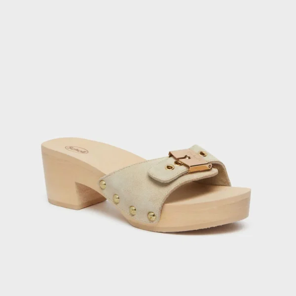 SCHOLL - ZOCCOLO DONNA IN LEGNO TACCO PESCURA IBIZA 2.0 SABBIA