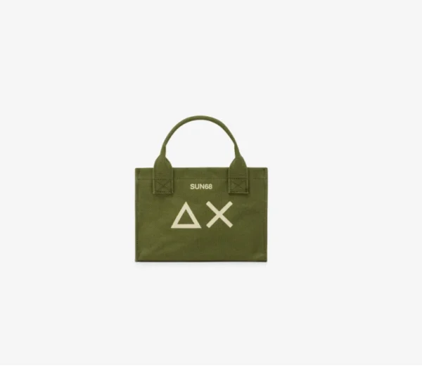 SUN 68 - BORSA DA DONNA MINI BAG IN COTONE VERDE SCURO X35210