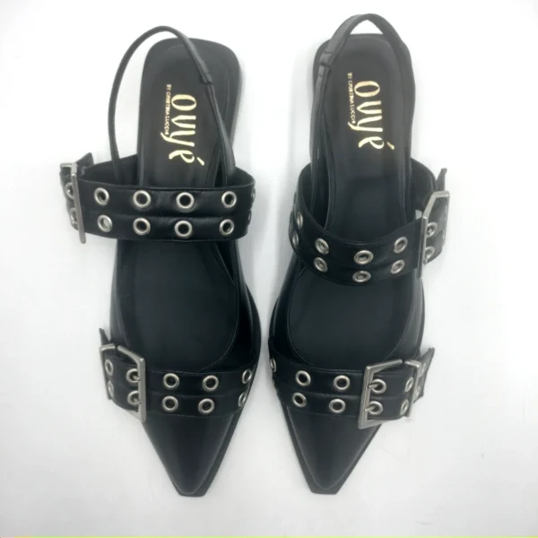 OVYE' CHANEL BASSO IN PELLE NERA CON 2 FIBBIE RGJ01NAP - immagine 3