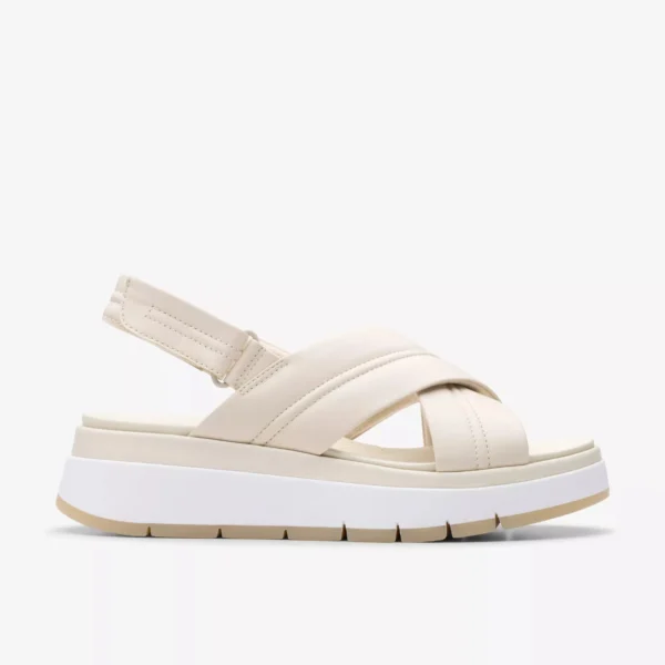 CLARKS - SANDALO DONNA CON FASCE INCROCIATE IN PELLE BEIGE CHIARO TUSCAN CROSS - immagine 2