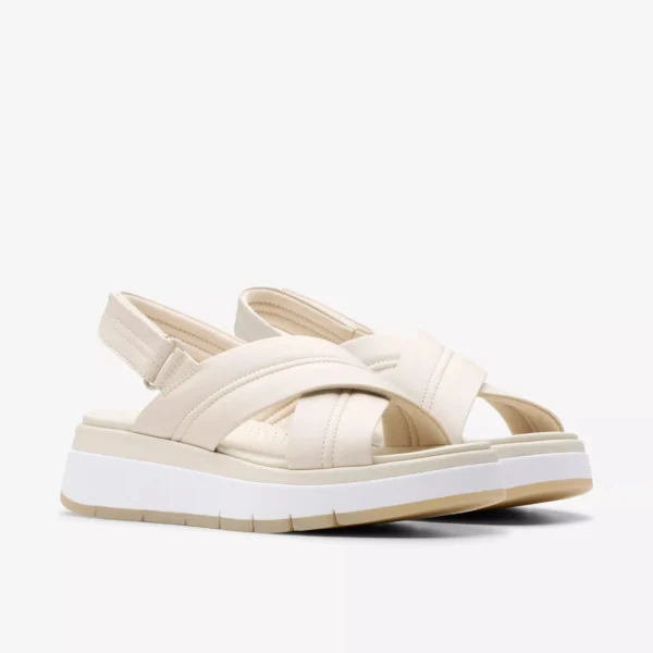 CLARKS - SANDALO DONNA CON FASCE INCROCIATE IN PELLE BEIGE CHIARO TUSCAN CROSS