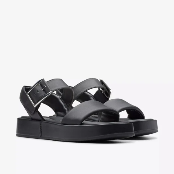 CLARKS - SANDALO DONNA BASSO IN PELLE NERA ALDA STRAP