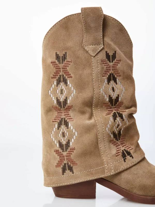 OVYE' - STIVALE DONNA TEXANO CAMOSCIO BEIGE VENEZIA - immagine 3