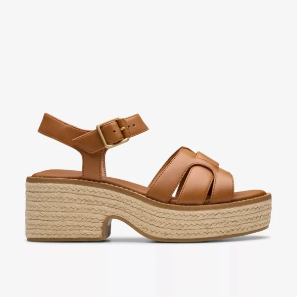 CLARKS - SANDALO DONNA IN PELLE CUOIO E FONDO IN CORDA COLEDALE STRAP