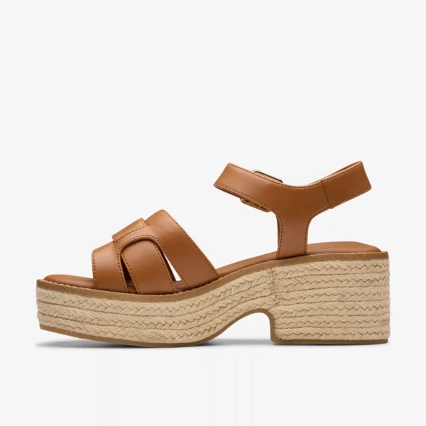 CLARKS - SANDALO DONNA IN PELLE CUOIO E FONDO IN CORDA COLEDALE STRAP - immagine 3