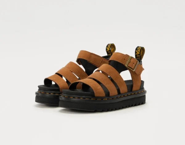 DR.MARTENS SANDALO DONNA TRE FASCE IN NUBUCK CUOIO DESERT BROWN BLAIRE