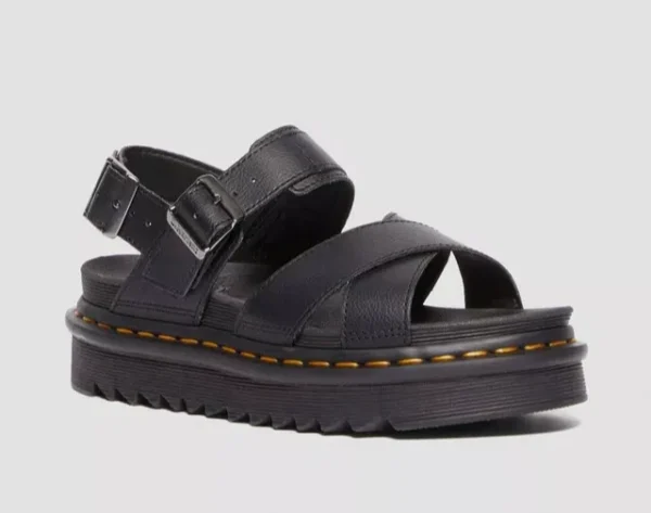 DR.MARTENS SANDALO DONNA A FASCE INCROCIATE VOSS II IN PELLE NERA ATHENA - immagine 2